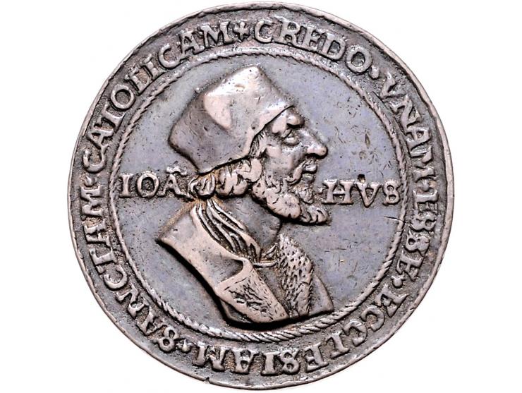 Historiepenningen (1415) op de verbrandingsdood van Joh. Hus, zilver 39mm ZF