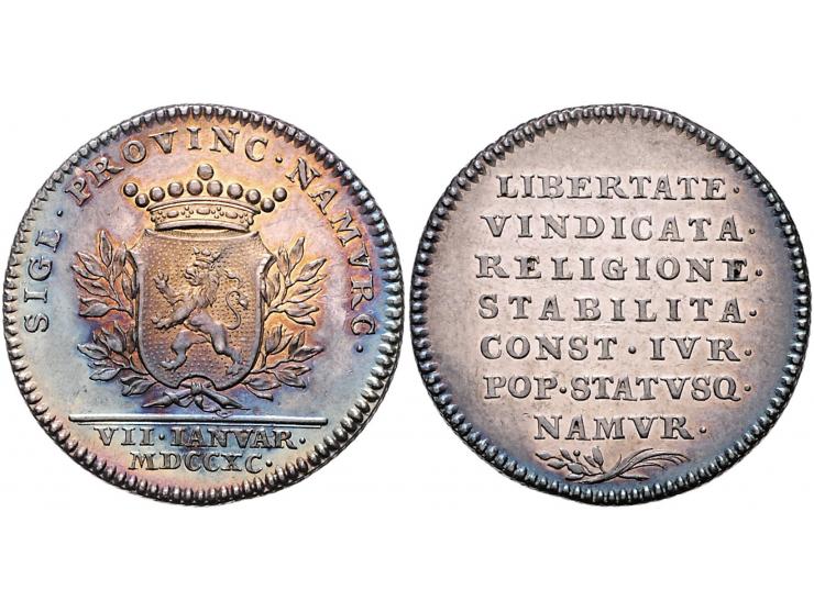 Historiepenningen 1790, Verenigde Nederlandse Staten, de Staten van Namen gedenken de verkregen vrijheid - VZ wapen van Namen