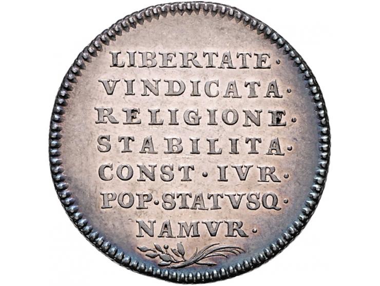 Historiepenningen 1790, Verenigde Nederlandse Staten, de Staten van Namen gedenken de verkregen vrijheid - VZ wapen van Namen