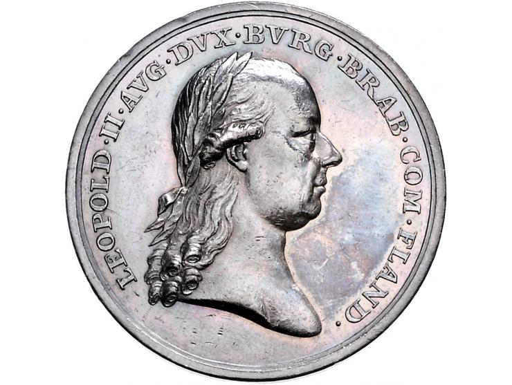 Historiepenningen 1791, Oostenrijkse Nederlanden, inhuldiging van Leopold II in Brabant en Vlaanderen - VZ borstbeeld Leopold
