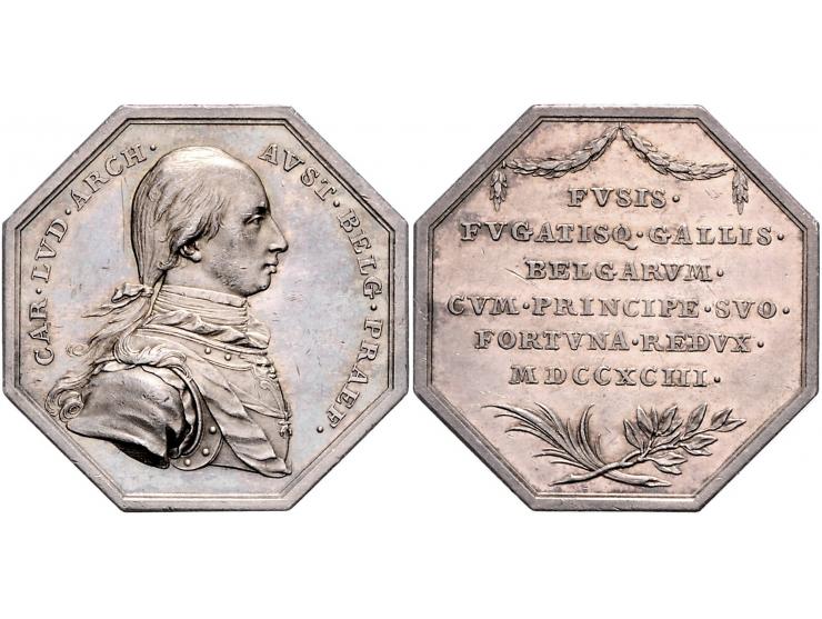 Historiepenningen 1793, Oostenrijkse Nederlanden, nieuwjaarspenning voor het jaar 1794, ter herinnering aan de Oostenrijkse o