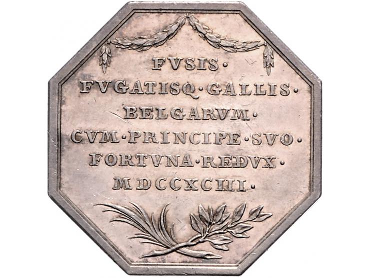 Historiepenningen 1793, Oostenrijkse Nederlanden, nieuwjaarspenning voor het jaar 1794, ter herinnering aan de Oostenrijkse o
