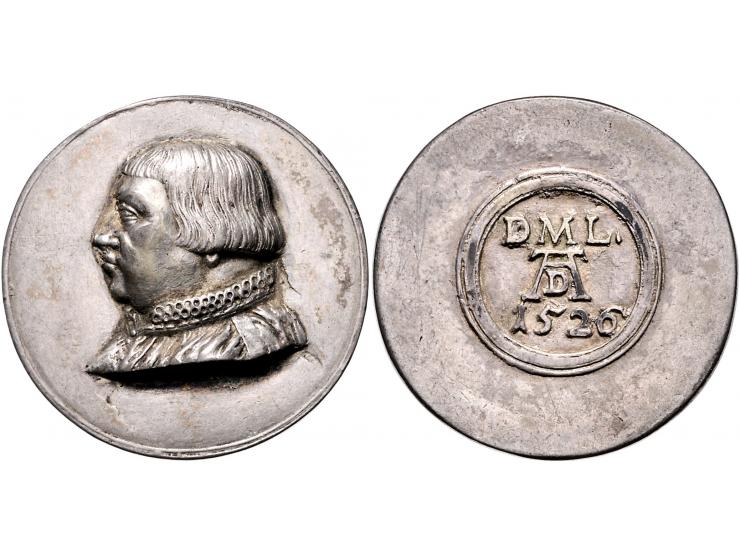 Germany, medal in silver n.d., Obv: portrait of M.Luther / Rev: monogram of Albrecht Dürer with DML above and 1526 below. Med