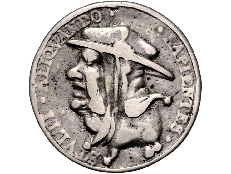 Historiepenningen Satyrical medal in silver - Obv: pope/devil, 36 mm, F