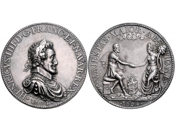 Historiepenningen France, Henri IV (1553-1610), silver medal 1604, marriage of Henri IV and Maria de Medici - Obv: bust of He