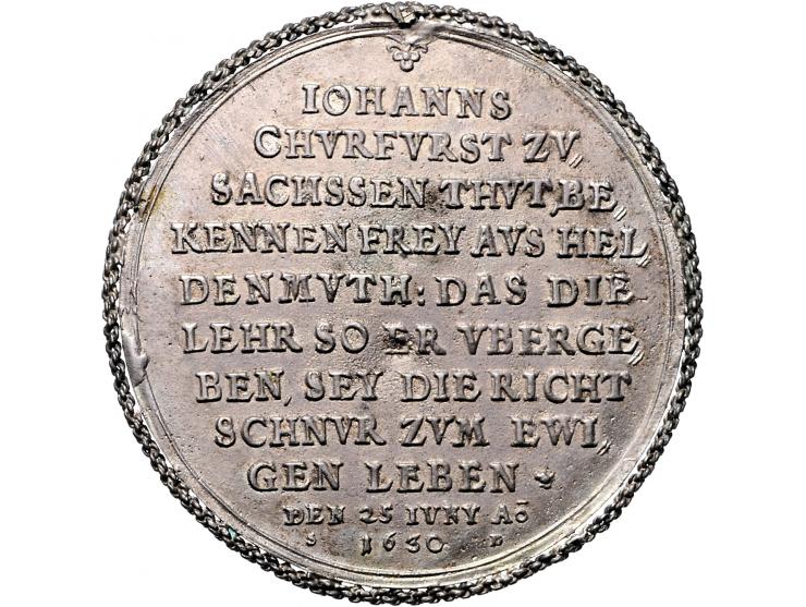 Historiepenningen Germany, Saxony, medal 1630 in silver, centenary on the Augsburg Confession - Obv: bust of John George I wi