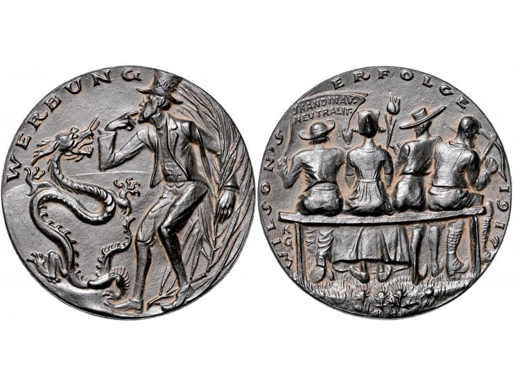 Germany before and after 1945 1917 - Medal 'Wilson's Successes / Wilsons Werbung bei den Neutralen' by Karl Goetz (Kienast194