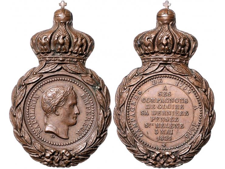 Historiepenningen 1821, Frankrijk, Zgn. St. Helena-medaille Napoleon Bonaparte brons, 30x51mm, zonder draagoog en lint ZF-PR