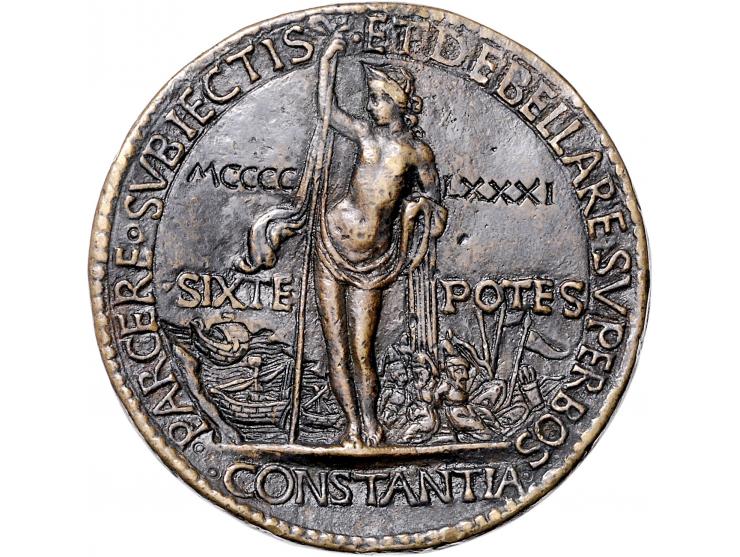 Historiepenningen Papal State, Sixtus IV (1471-84), medal 1481 in bronze, on the expulsion of the Turks from Otranto - Obv: b