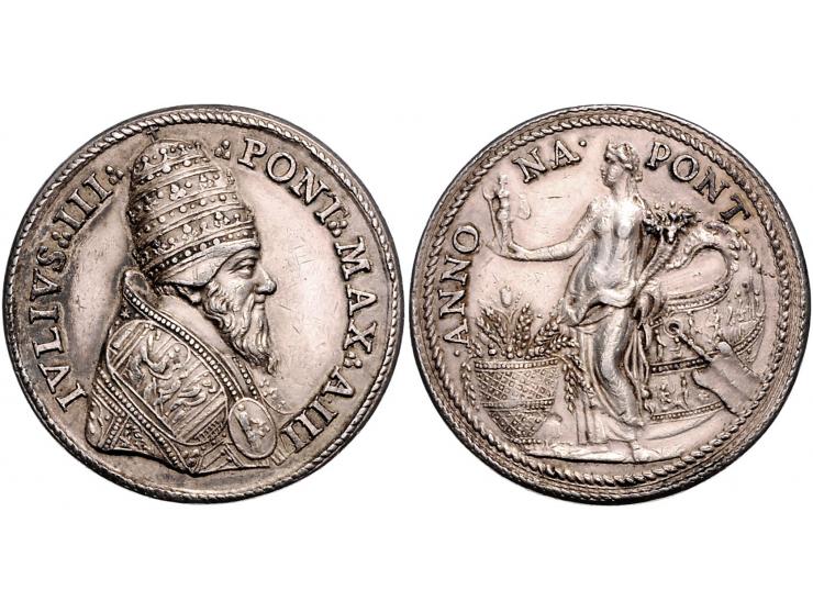 Historiepenningen Julius III ( 1550-55), medal yr. 3 in silver - Obv: bust right / Rev: Annona, 33 mm, cf. T.N.IX.2, good VF,