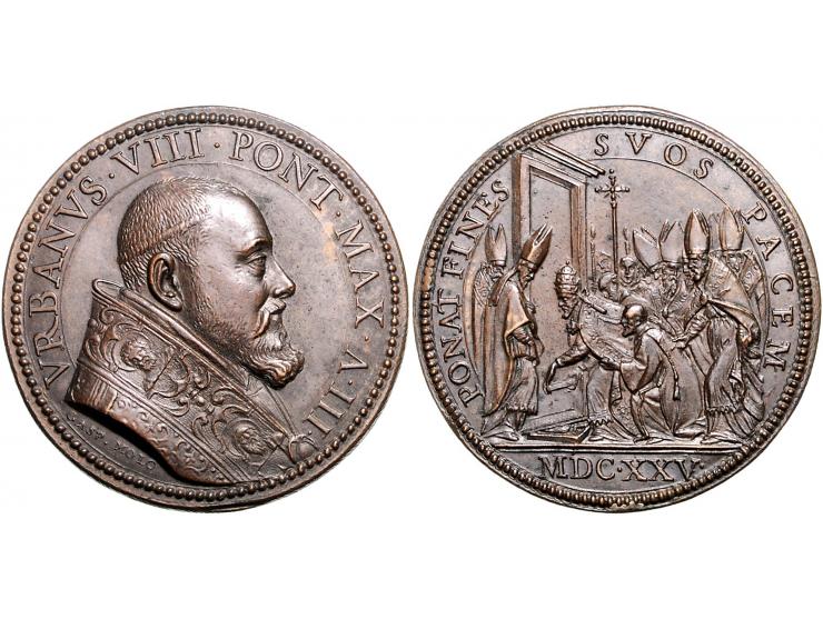Historiepenningen Papal States, Urban VIII (1623-44), medal 1625 in bronze - Obv: bust left, by G. Molo, 40 mm, good VF