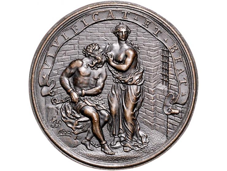 Historiepenningen Papal States, Clemens X (1670-76), medal yr. 3 in bronze, Roman charity - Obv: bust left / Rev: female suck