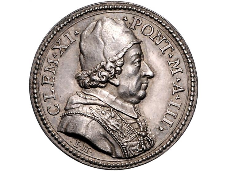 Historiepenningen Clemens XI (1700-21), medal yr. 3 in silver - Obv: bust right / Rev: Christ washing feet of St. Peter, by H