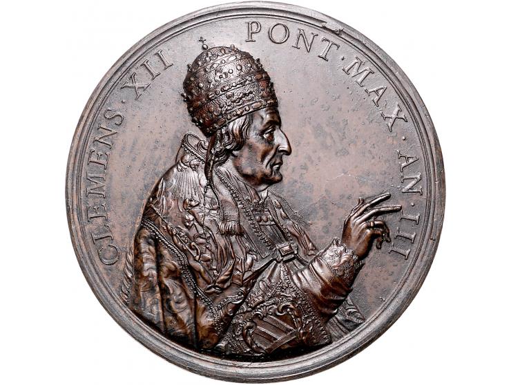Historiepenningen Papal States, Clemens XII (1730-40), medal 1733/yr. 3 in bronze, the construction of the Andrea Cassini Cha