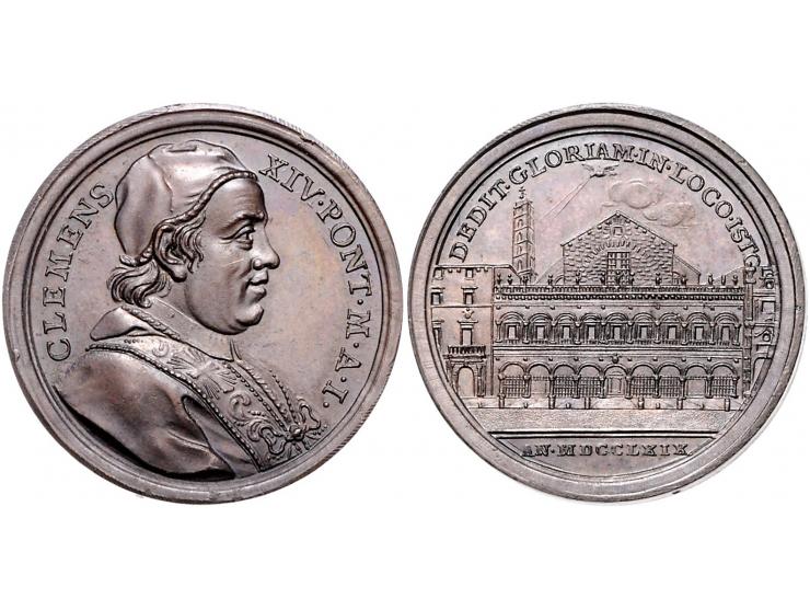 Historiepenningen Papal States, Clemens XIV (1769-74), medal 1769/yr.1 in bronze - Obv: bust right, 32 mm EF