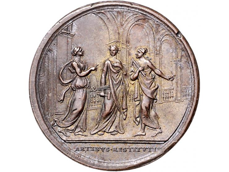Historiepenningen Clemens XIV (1769-74), medal yr. 5 in bronze - Obv: bust right / Rev: three female figures, by F. Cropanese