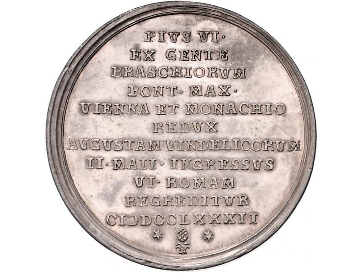 Historiepenningen Pius VI (1775-87), medal 1787 in silver on his return from Vienna - Obv: bust right, by T. Rosa, 42 mm EF, 