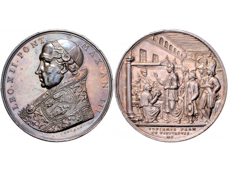 Historiepenningen Papal States, Leo XII (1823-29), medal yr. 3 in silver - Obv: bust left, by G. Cerbara, 42 mm, Zecca 587 EF