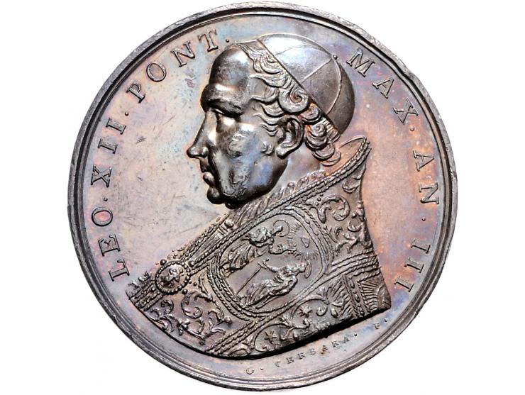 Historiepenningen Papal States, Leo XII (1823-29), medal yr. 3 in silver - Obv: bust left, by G. Cerbara, 42 mm, Zecca 587 EF