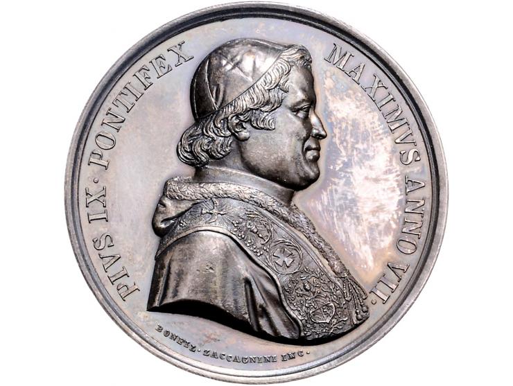 Historiepenningen Pius IX, medal yr. 7 in silver, the restoration of the Via Appia monuments - Obv: bust right, by B. Zaccagn