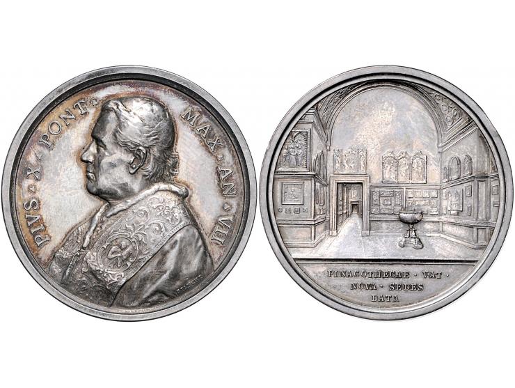 Historiepenningen Papal States, Pius X (1903-14), medal yr. VII in silver - Obv: bust left, by F. Bianchi, 43 mm, Zecca 869 E