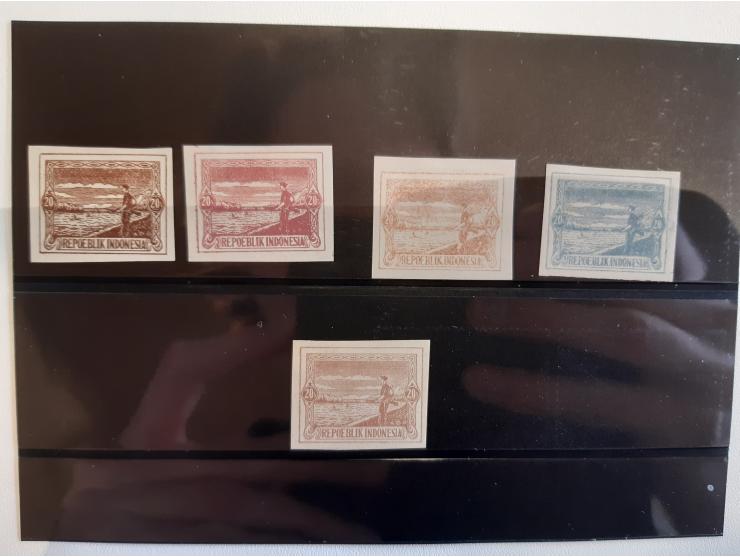 Definitives 20 sen imperforate in 5 different colours including 2 colour proofs, all very fine
