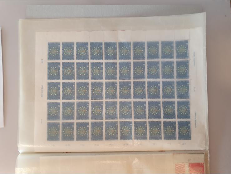 1964/1972 complete sheets, sets, and fdc's with more than CHF 1000,- face value in 5 folders and envelope in small box