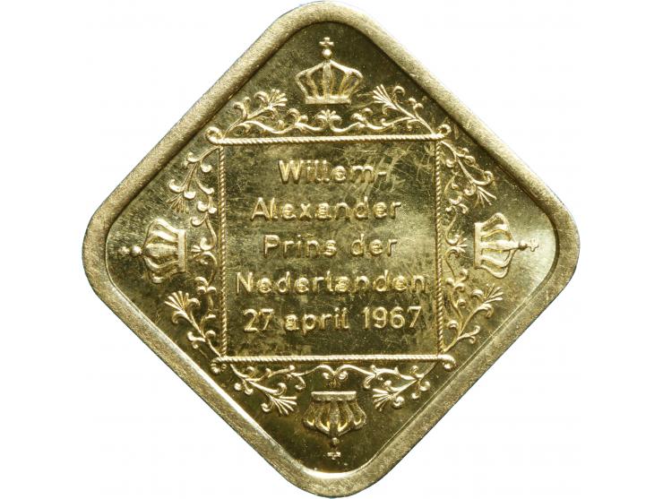 Penning geboorte prins Willem Alexander 1967 - goud 6,1 gram .900 - UNC-