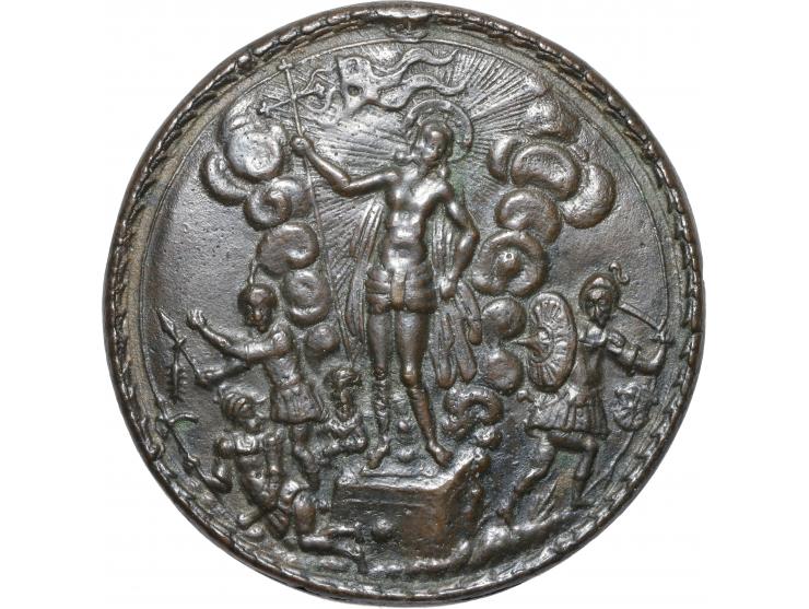 Uniface bronze medal of the Resurrection of Christ - 60 mm., bronze / brass, old cast