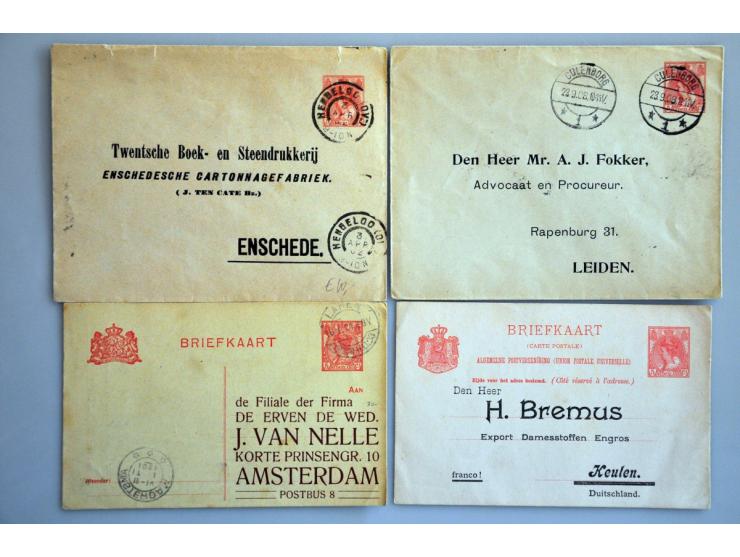 21 briefkaarten (w.b. particuliere briefkaarten P84aIc-c en P84aII-c) en 3 enveloppen alle 5 cent Bontkraag met particuliere 