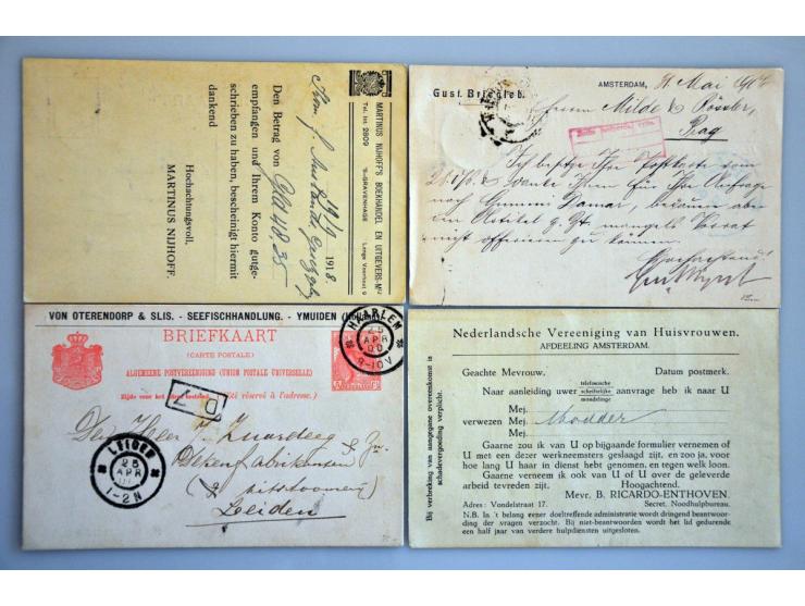 21 briefkaarten (w.b. particuliere briefkaarten P84aIc-c en P84aII-c) en 3 enveloppen alle 5 cent Bontkraag met particuliere 