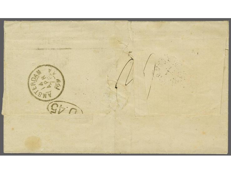 10 cent oranjebruin en 50 cent karmijn op vouwbrief van Weltevreden 11-3-1876 over Marseille naar Amsterdam, vrijwel pracht e