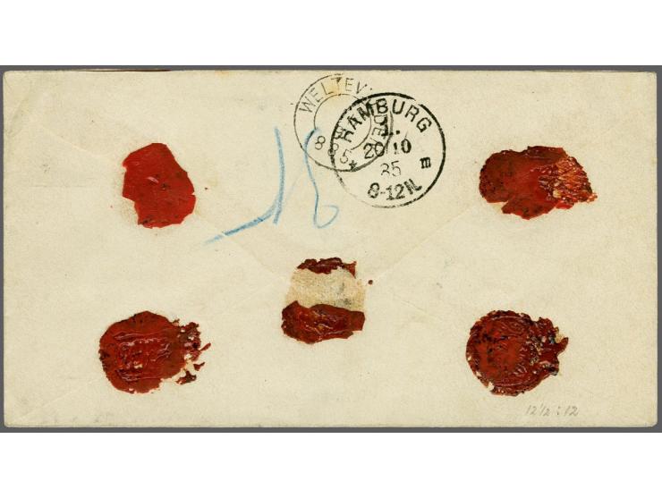 10 cent oranjebruin op aangetekende envelop G. 3 met puntstempel 31 - Banjermasin - (SvL 50) 4-9-1885 over Weltevreden naar H