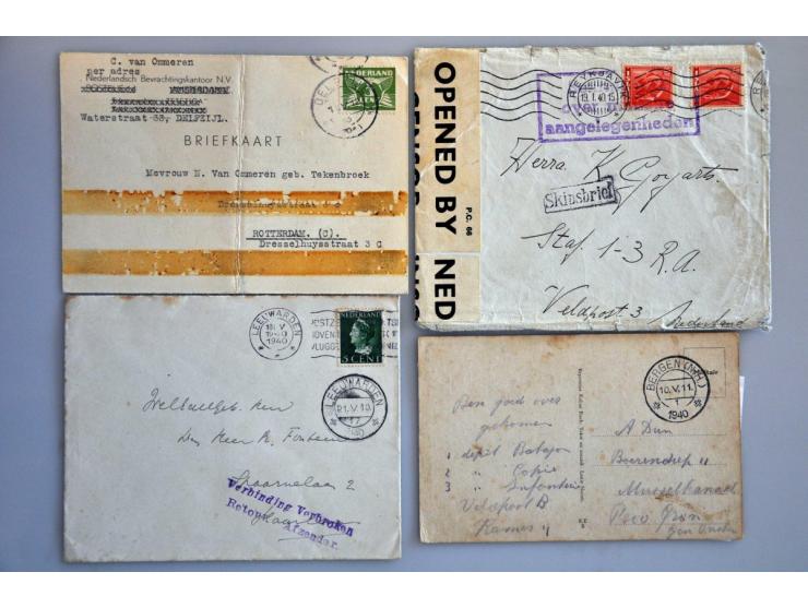 250 poststukken september 1939 tot begin juni 1940 betreffend uitbraak oorlog w.b. 9 en 10 mei (ca. 10x met Vredig Veilig Vad