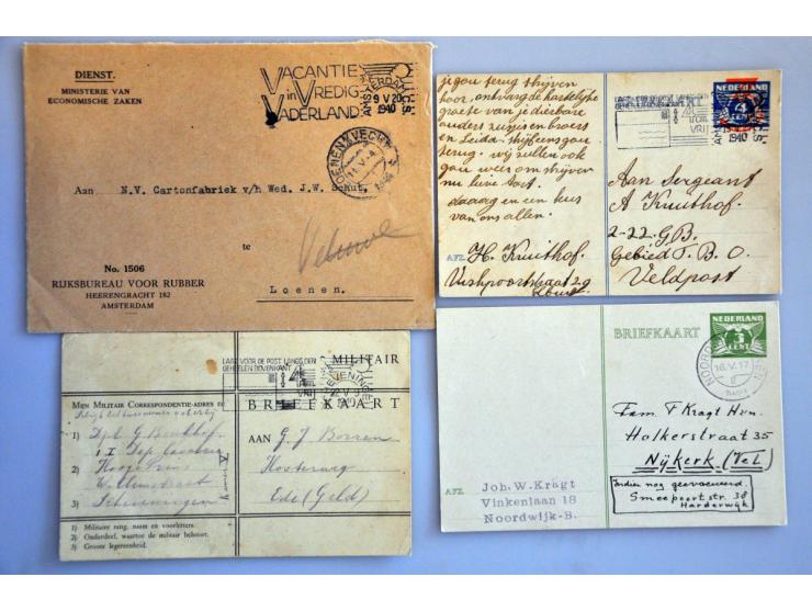 250 poststukken september 1939 tot begin juni 1940 betreffend uitbraak oorlog w.b. 9 en 10 mei (ca. 10x met Vredig Veilig Vad