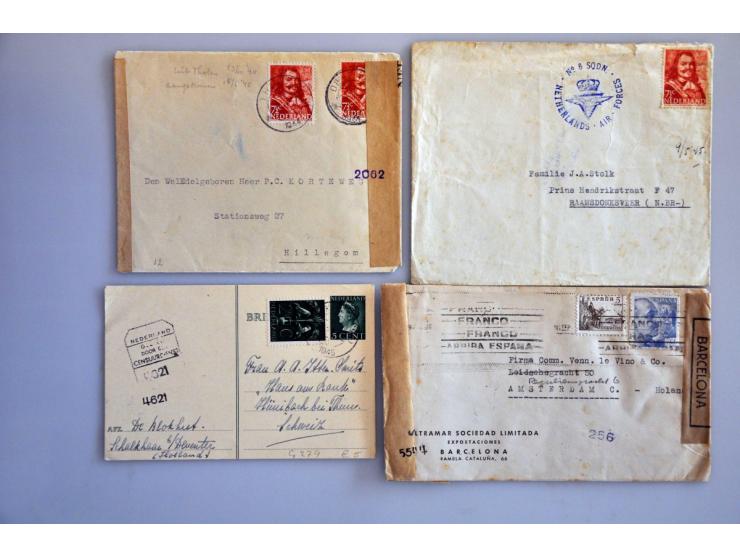 ca. 350 poststukken betreffend bevrijding 1944-1945 w.b. violet per koerier op envelop Fijaart-'s-Hertogenbosch. Op achterzij