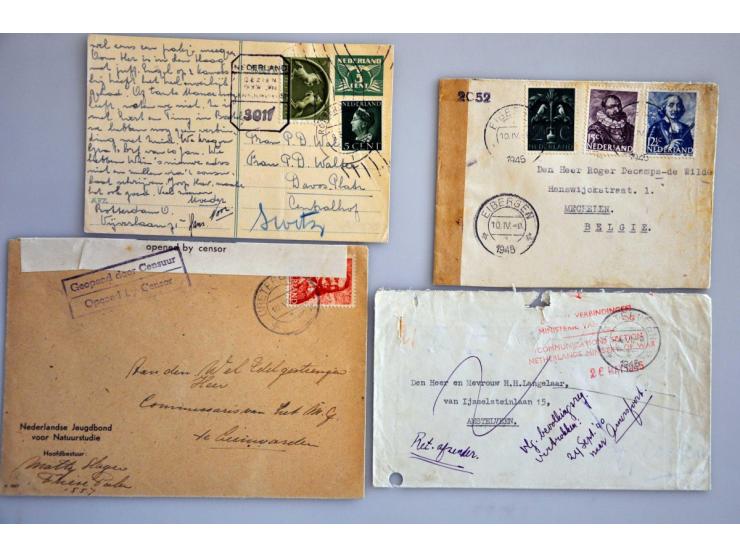 ca. 350 poststukken betreffend bevrijding 1944-1945 w.b. violet per koerier op envelop Fijaart-'s-Hertogenbosch. Op achterzij