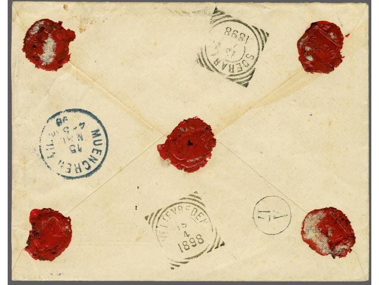 12½ cent grijs tanding 12½ kleine gaten (2x), Cijfer 2½ cent oranjegeel tanding 12½ x 12 in paar en Hangend Haar 30 cent lich