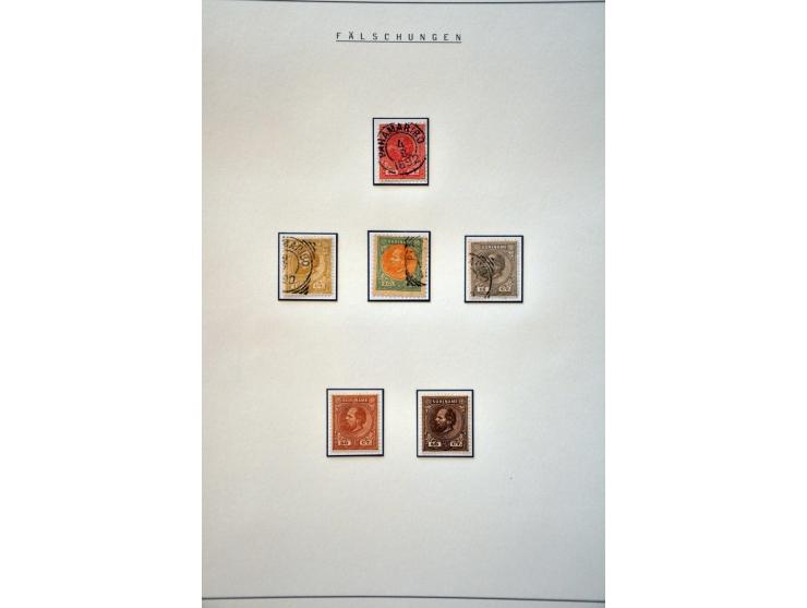 gespecialiseerde collectie 1873-1900 w.b. tandingen, proeven, variëteiten en veel poststukken keurig opgezet in ringband