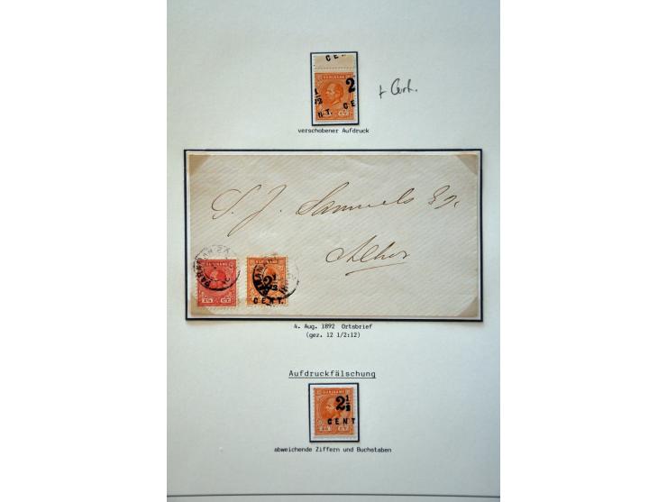 gespecialiseerde collectie 1873-1900 w.b. tandingen, proeven, variëteiten en veel poststukken keurig opgezet in ringband