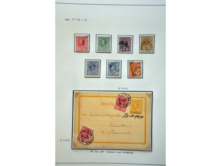 gespecialiseerde collectie 1873-1900 w.b. tandingen, proeven, variëteiten en veel poststukken keurig opgezet in ringband