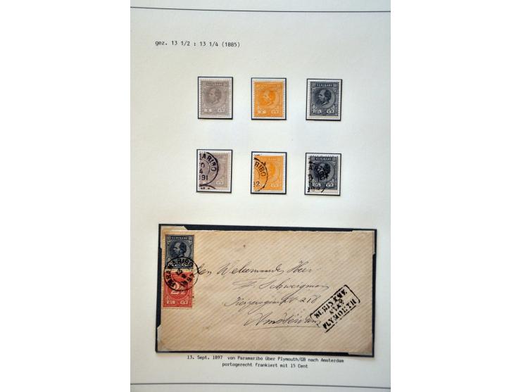 gespecialiseerde collectie 1873-1900 w.b. tandingen, proeven, variëteiten en veel poststukken keurig opgezet in ringband