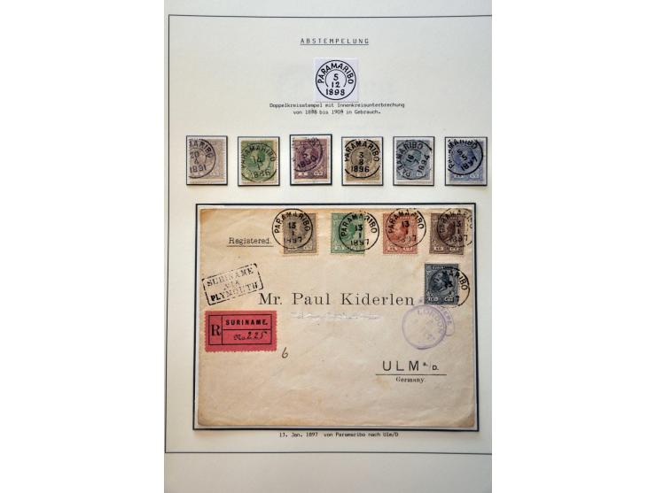 stempelcollectie w.b. puntstempels, routestempels, poststukken etc. met beter materiaal keurig opgezet op albumbladen