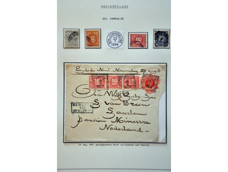 stempelcollectie w.b. puntstempels, routestempels, poststukken etc. met beter materiaal keurig opgezet op albumbladen