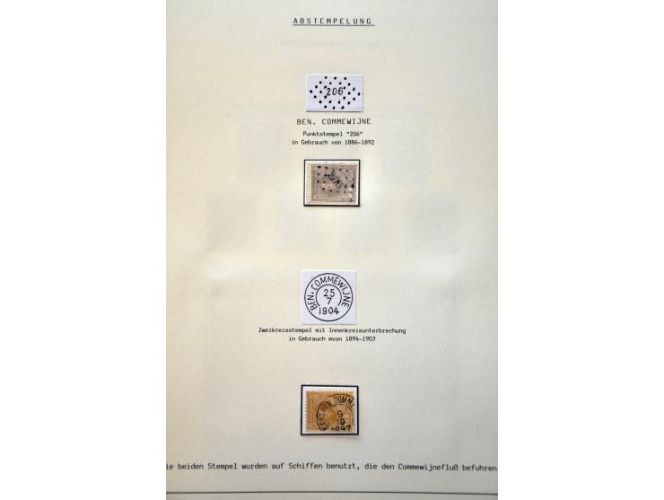 stempelcollectie w.b. puntstempels, routestempels, poststukken etc. met beter materiaal keurig opgezet op albumbladen