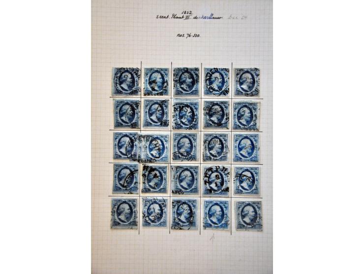Overcomplete plaatreconstructie van de 5 cent donkerblauw plaat III w.b. halfrond-francostempels in over het algemeen nette k