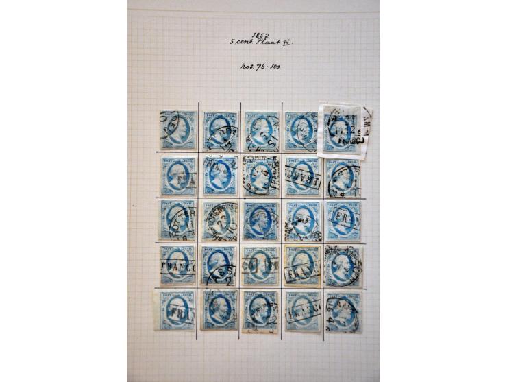 Complete plaatreconstructie van de 5 cent blauw plaat IV in over het algemeen nette kwaliteit