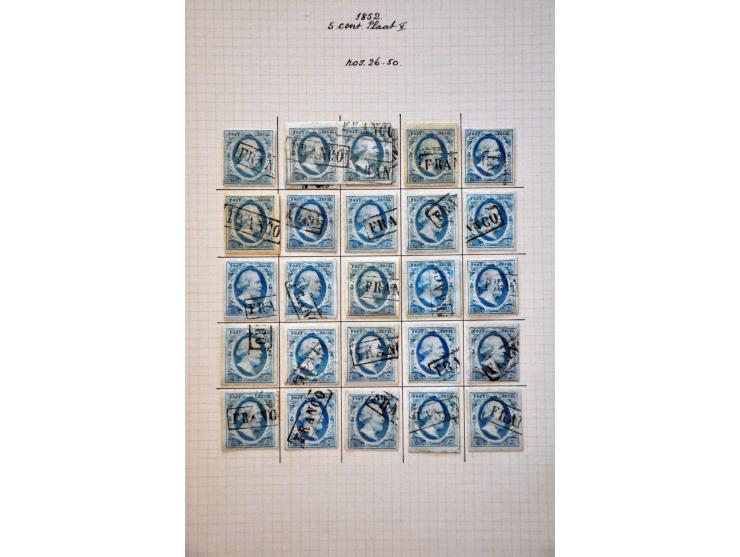 Complete plaatreconstructie van de 5 cent blauw plaat V in over het algemeen nette kwaliteit