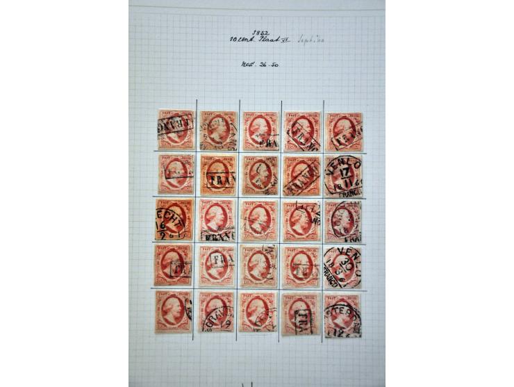 Complete plaatreconstructie van de 10 cent bruinrood plaat VI w.b. halfrond-francostempels in over het algemeen nette kwalite