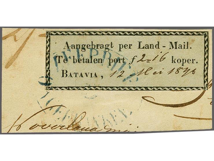 Landmailzegel met Mail en Koper schuin onder elkaar en variëteit Aangebragt met hoogstaande t op fragment met stempel Zeebrie